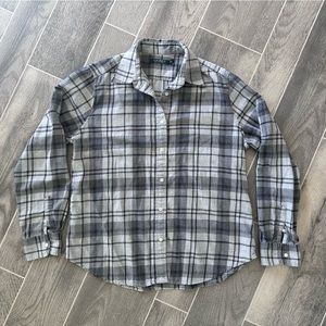 Lauren Ralph Lauren Gray Plaid Flannel Button Down Shirt Womens Size Large